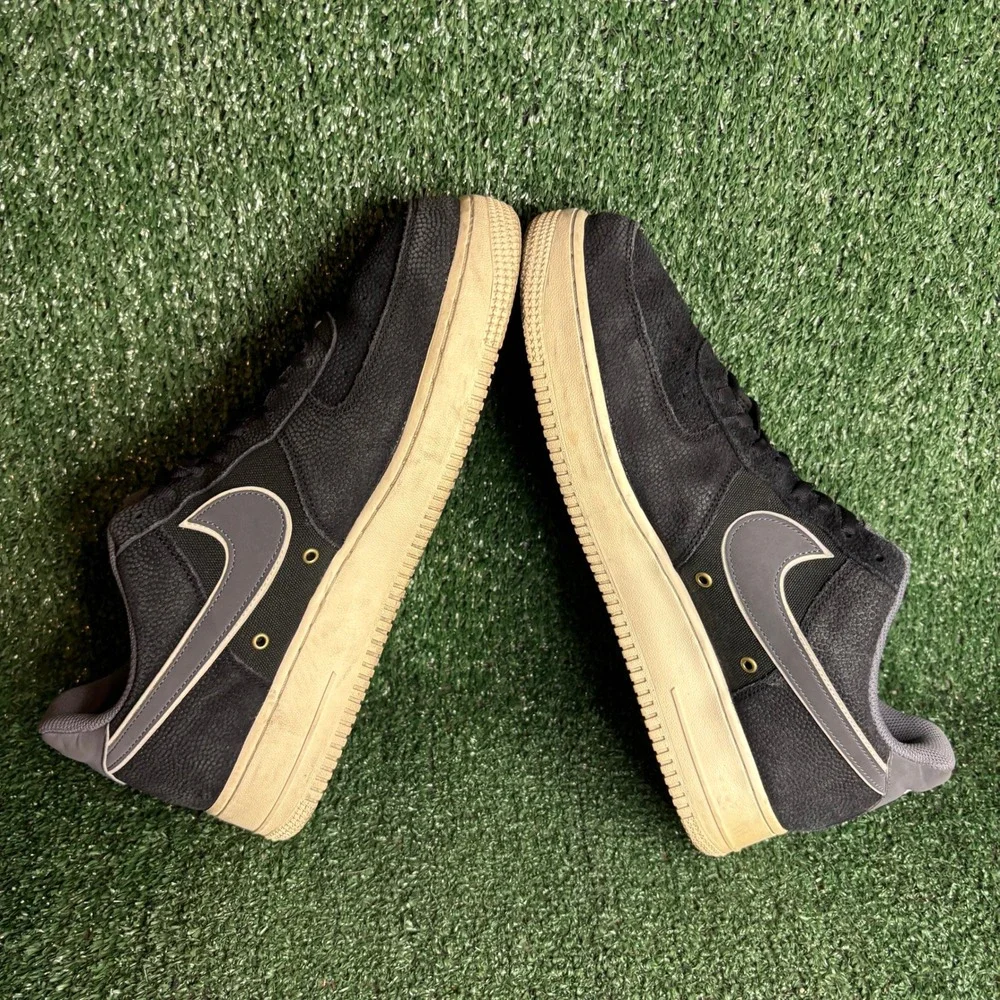 Nike Air Force 1 Low 07 LV8 Texture Croc Leather Low Top Sneaker Black Mens 12
